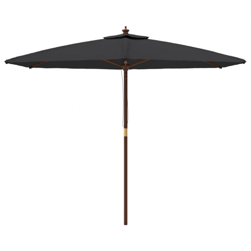 Parasol ogrodowy na drewnianym słupku, czarny, 299x240 cm