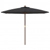 Parasol ogrodowy na drewnianym słupku, czarny, 299x240 cm