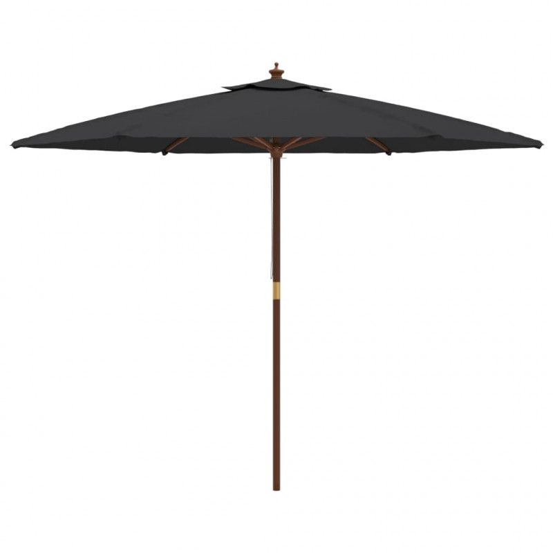 Parasol ogrodowy na drewnianym słupku, czarny, 299x240 cm