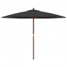 Parasol ogrodowy na drewnianym słupku, czarny, 299x240 cm