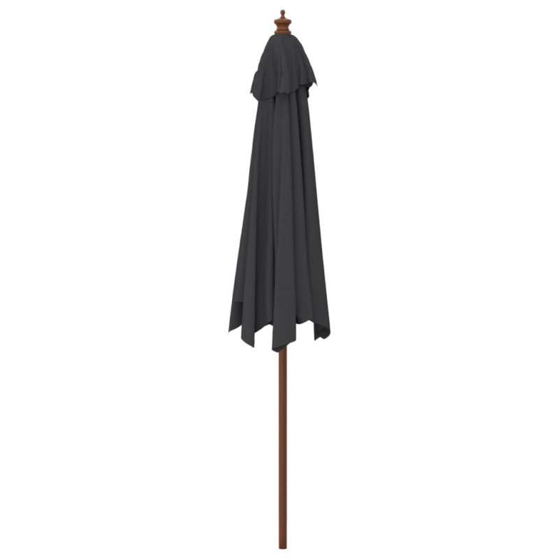 Parasol ogrodowy na drewnianym słupku, czarny, 299x240 cm