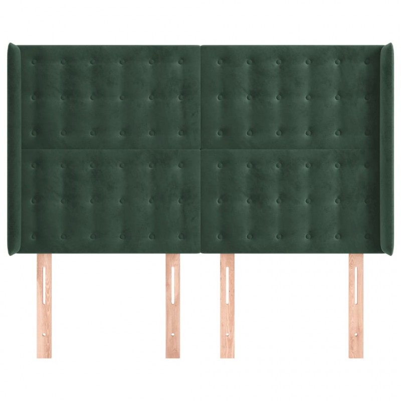 Zagłówek uszak, ciemnozielony, 147x16x118/128 cm, aksamit