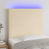Zagłówek do łóżka z LED, kremowy, 90x5x118/128 cm, tkanina