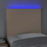Zagłówek do łóżka z LED, kremowy, 90x5x118/128 cm, tkanina