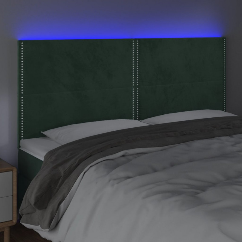 Zagłówek do łóżka z LED, ciemnozielony, 180x5x118/128 cm