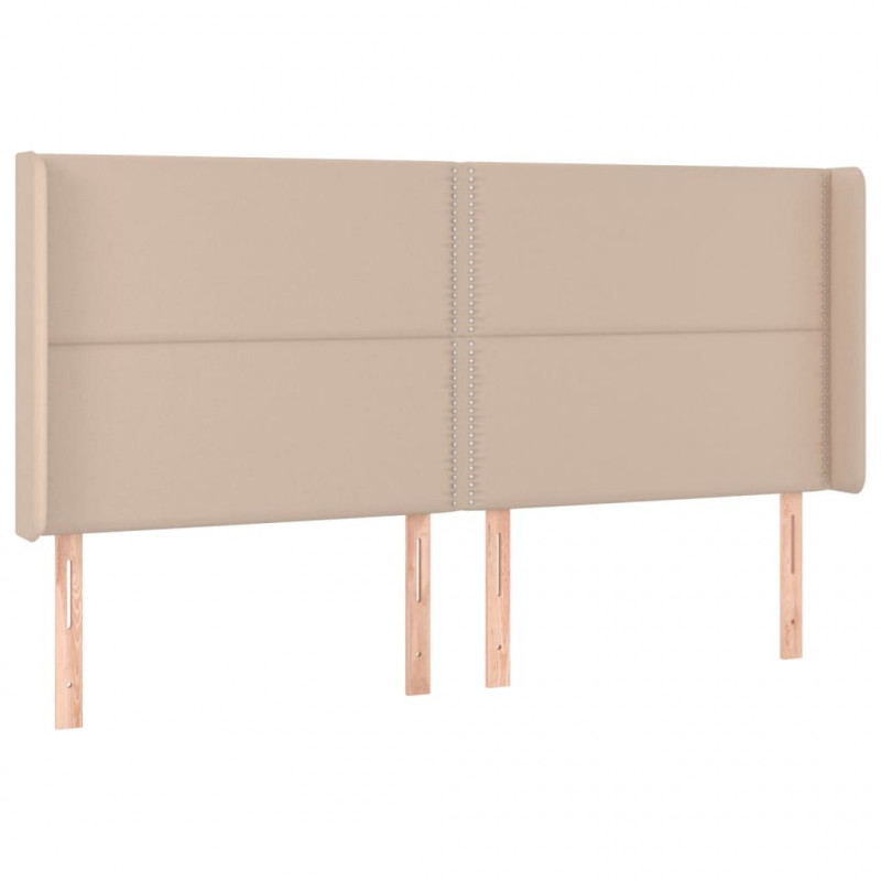 Zagłówek do łóżka z LED, cappuccino, 183x16x118/128cm, ekoskóra