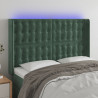 Zagłówek do łóżka z LED, ciemnozielony 147x16x118/128cm aksamit