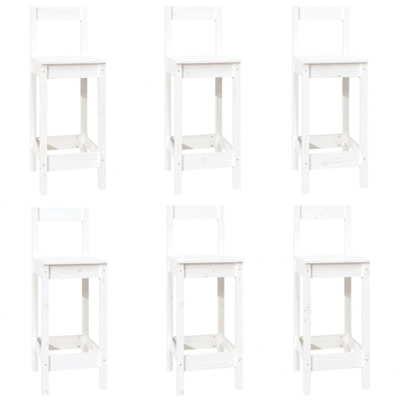 7-cz. zestaw mebli barowych, biały, lite drewno sosnowe