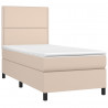 Łóżko kontynentalne, materac i LED cappuccino ekoskóra 90x200cm