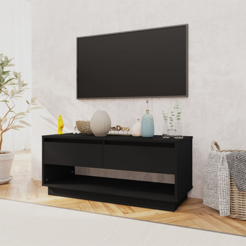 Szafka pod TV, czarna, 102x41x44 cm, materiał drewnopochodny