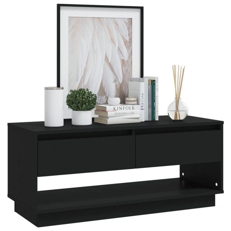 Szafka pod TV, czarna, 102x41x44 cm, materiał drewnopochodny