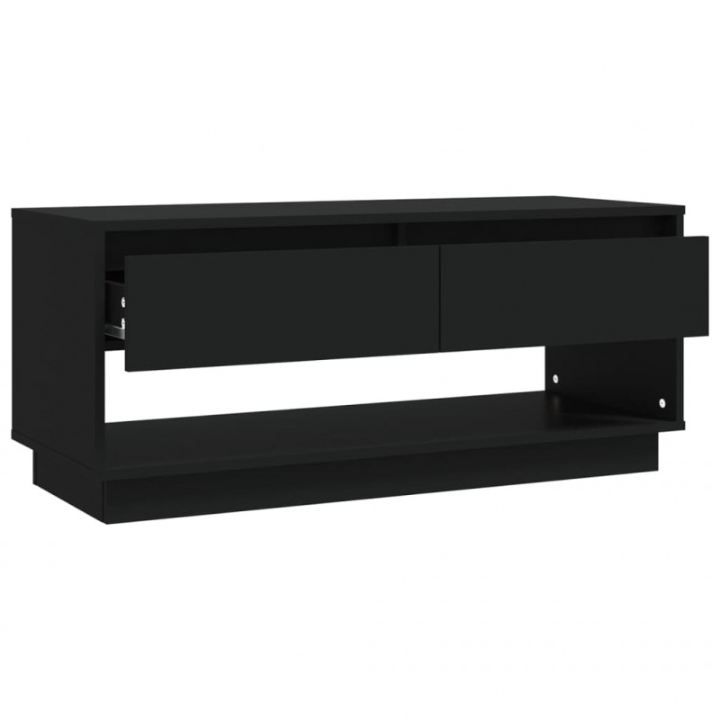 Szafka pod TV, czarna, 102x41x44 cm, materiał drewnopochodny