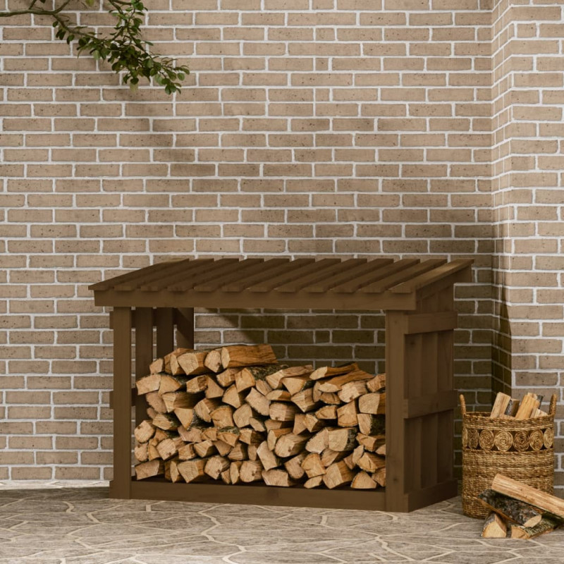 Stojak na drewno opałowe miodowy brąz108x64,5x77cm lite sosnowe