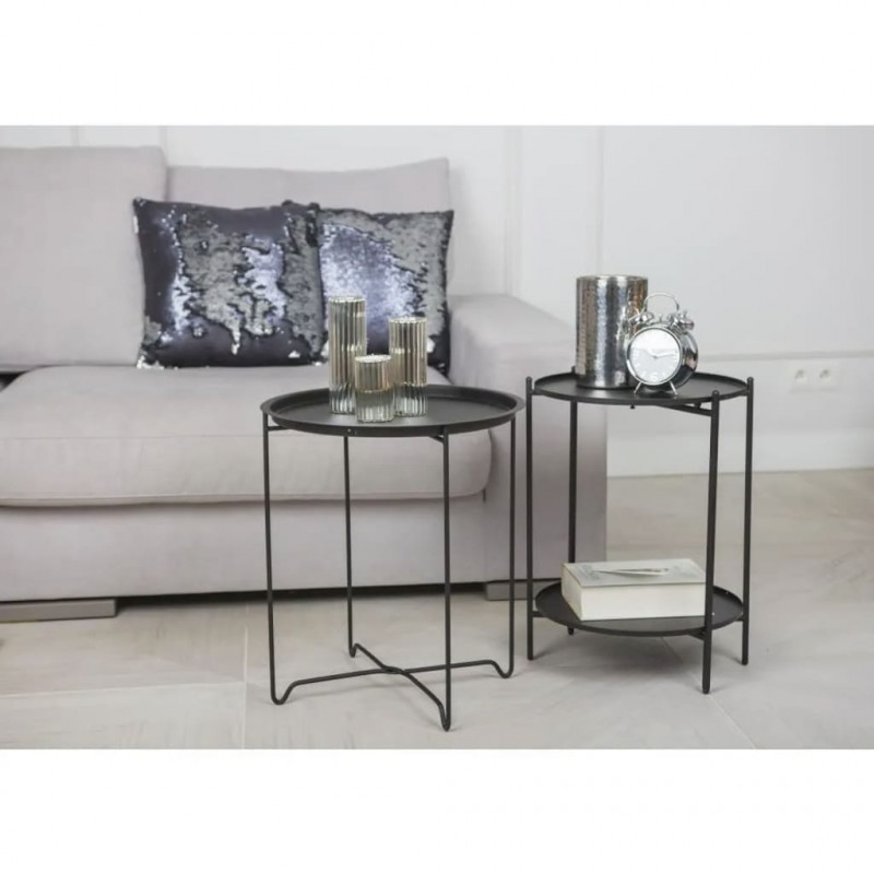 H&S Collection Stolik boczny, metalowy, 50,5 cm, czarny