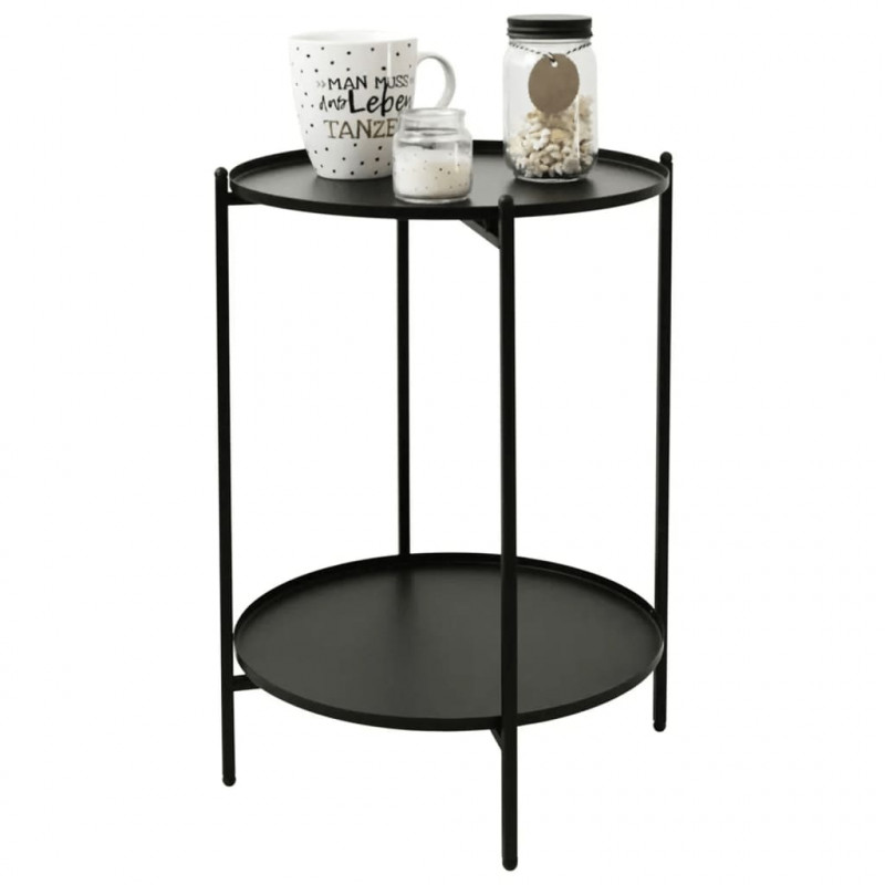 H&S Collection Stolik boczny, metalowy, 50,5 cm, czarny