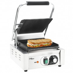 Grill do panini żebrowany, stal nierdzewna 1800 W 31x30,5x20 cm