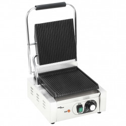 Grill do panini żebrowany, stal nierdzewna 1800 W 31x30,5x20 cm