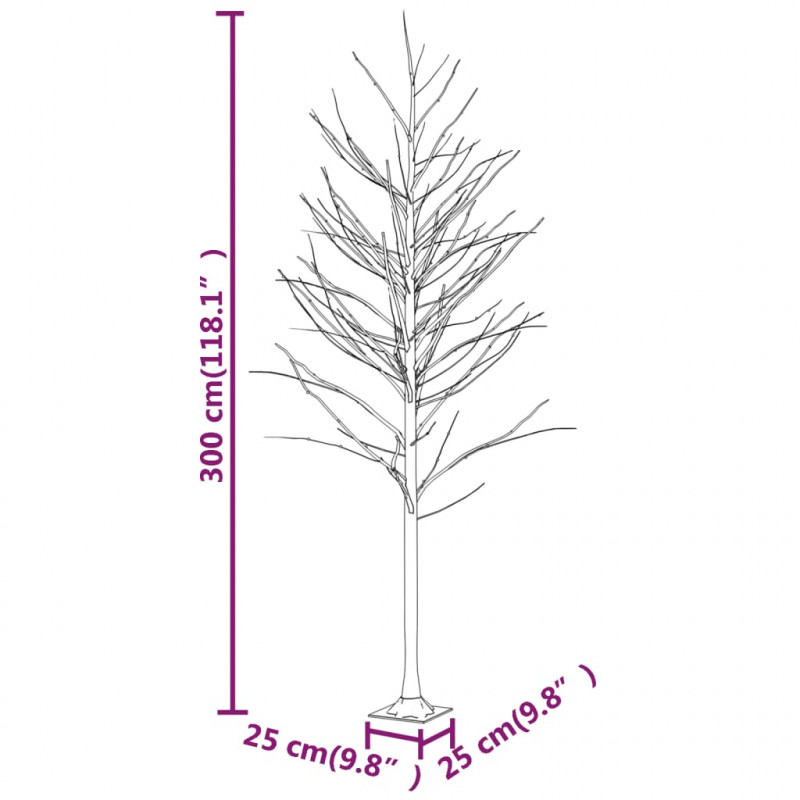 Brzoza z oświetleniem, 240 ciepłych białych LED, 300 cm