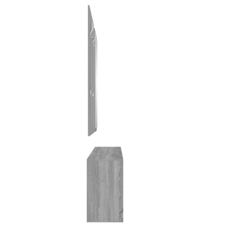 Szafka na buty z lustrem i wieszakiem, szary dąb sonoma