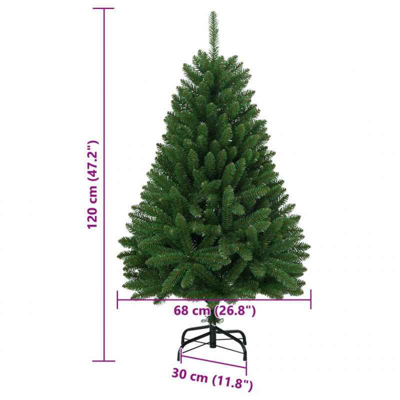 Sztuczna choinka zawiasowa ze stojakiem, zielona, 120 cm