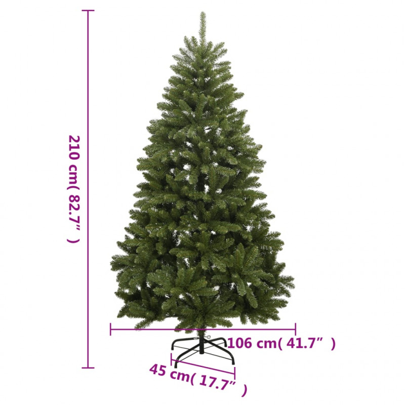 Sztuczna choinka zawiasowa ze stojakiem, zielona, 210 cm