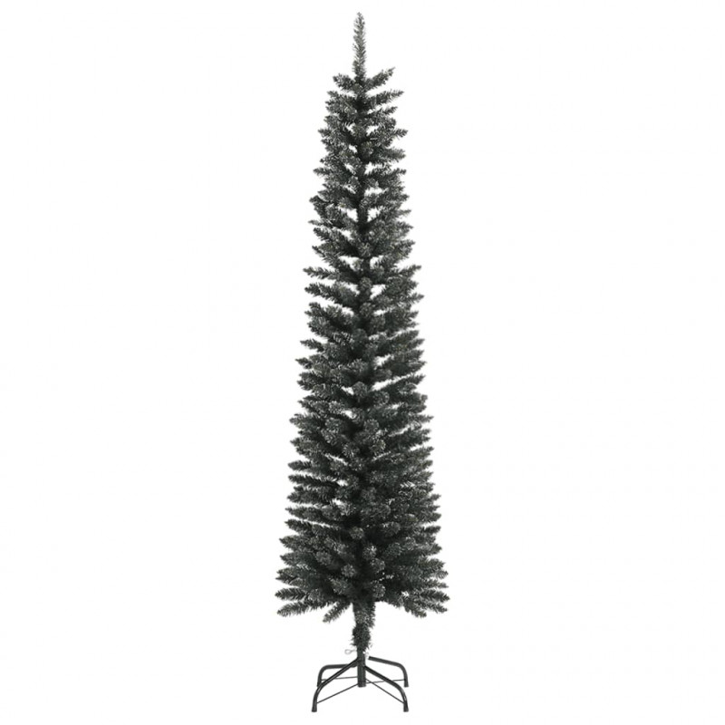 Sztuczna, smukła choinka ze stojakiem, zielona, 210 cm, PVC