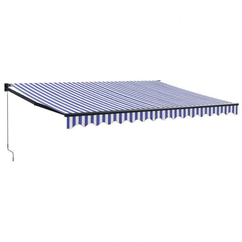 Zwijana markiza, niebiesko-biała, 4x3 m, tkanina i aluminium
