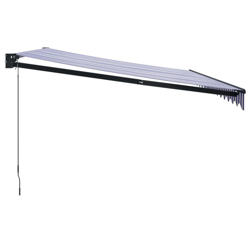 Zwijana markiza, niebiesko-biała, 4x3 m, tkanina i aluminium
