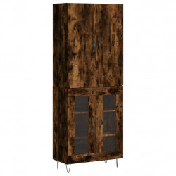 Witrynka przydymiony dąb 69,5x34x180 cm materiał drewnopochodny