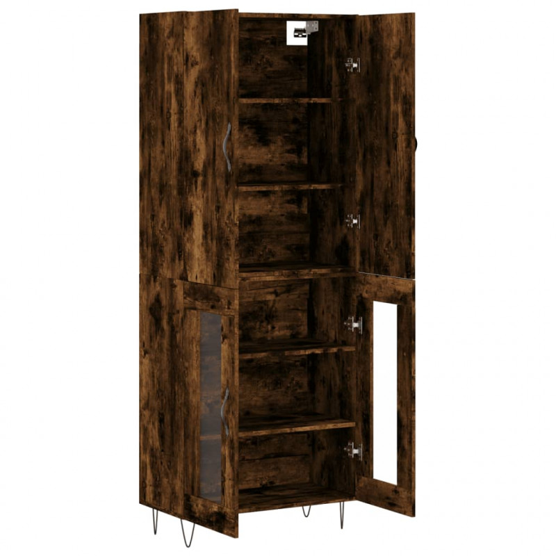 Witrynka przydymiony dąb 69,5x34x180 cm materiał drewnopochodny