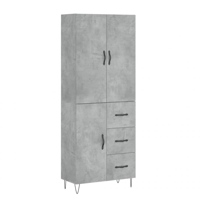 Witrynka, szarość betonu 69,5x34x180 cm materiał drewnopochodny