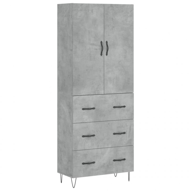 Witrynka, szarość betonu 69,5x34x180 cm materiał drewnopochodny