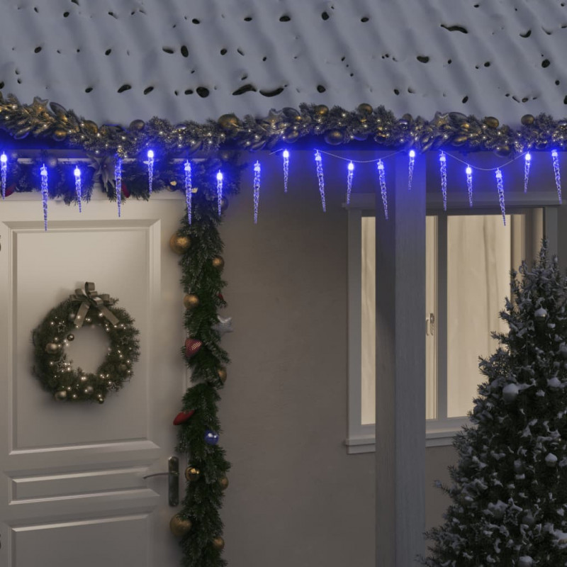 Lampki świąteczne w kształcie sopli, 200 LED, niebieskie, 20 m