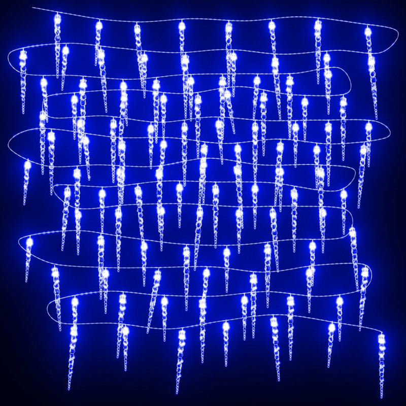 Lampki świąteczne w kształcie sopli, 200 LED, niebieskie, 20 m