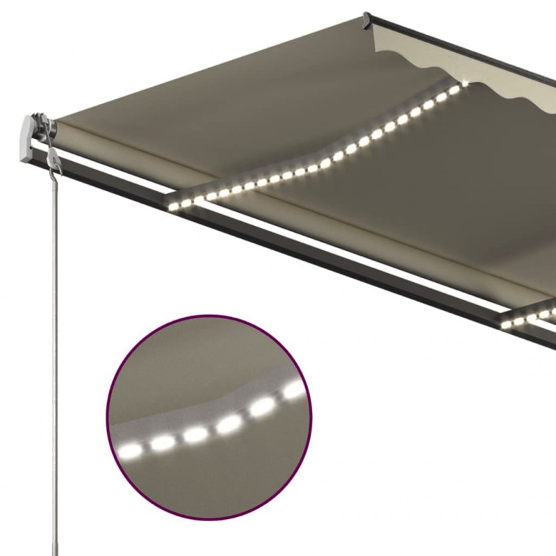 Automatycznie zwijana markiza, LED i czujnik wiatru, 3,5x2,5 m