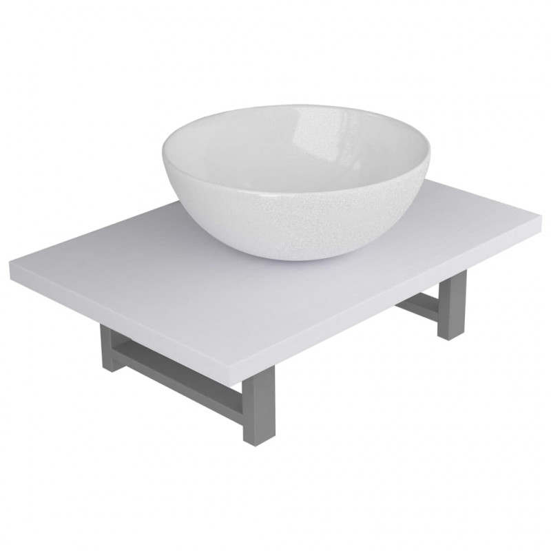Dwuczęściowy zestaw mebli do łazienki, ceramiczny, biały