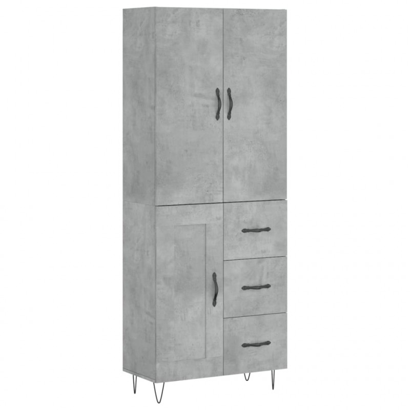 Witrynka, szarość betonu 69,5x34x180 cm materiał drewnopochodny