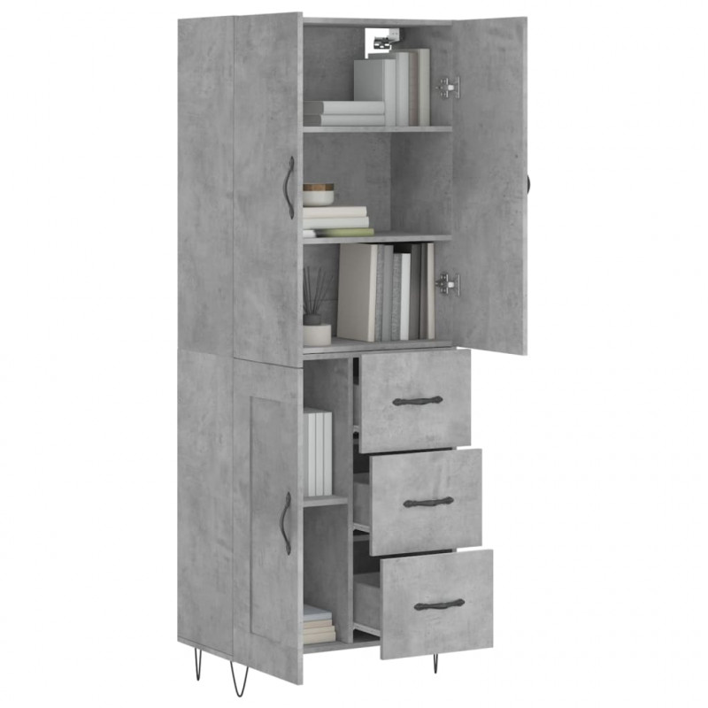 Witrynka, szarość betonu 69,5x34x180 cm materiał drewnopochodny