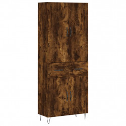 Witrynka przydymiony dąb 69,5x34x180 cm materiał drewnopochodny