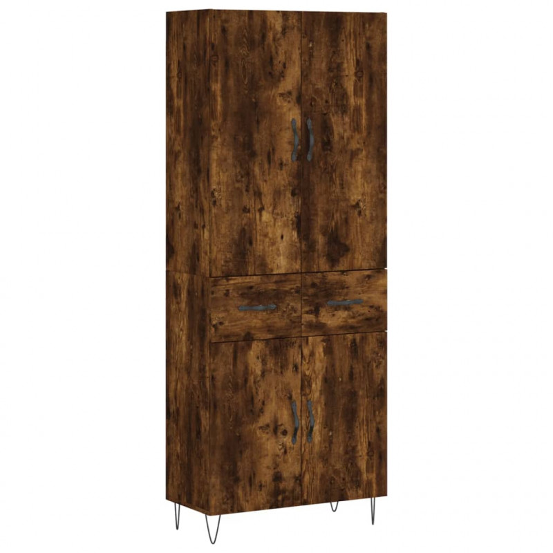 Witrynka przydymiony dąb 69,5x34x180 cm materiał drewnopochodny