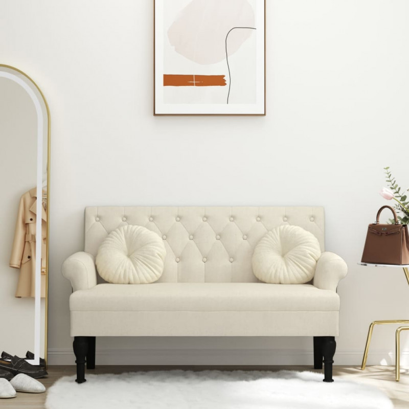 Ławka z oparciem, 120x62x75,5 cm, obita lnem
