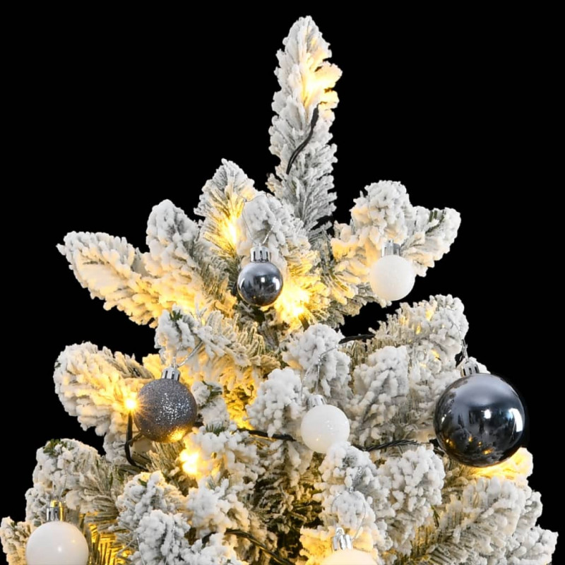 Sztuczna choinka na zawiasach, 300 lampek LED i bombki, 210 cm
