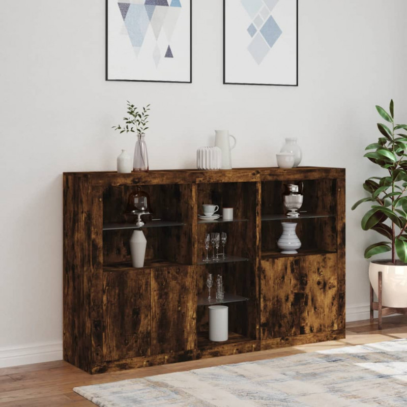 Szafka z oświetleniem LED, przydymiony dąb, 162x37x100 cm