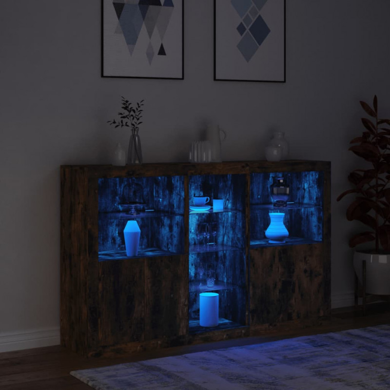 Szafka z oświetleniem LED, przydymiony dąb, 162x37x100 cm