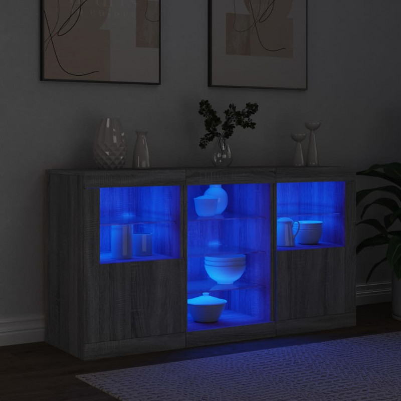 Szafka z oświetleniem LED, szary dąb sonoma, 123x37x67 cm