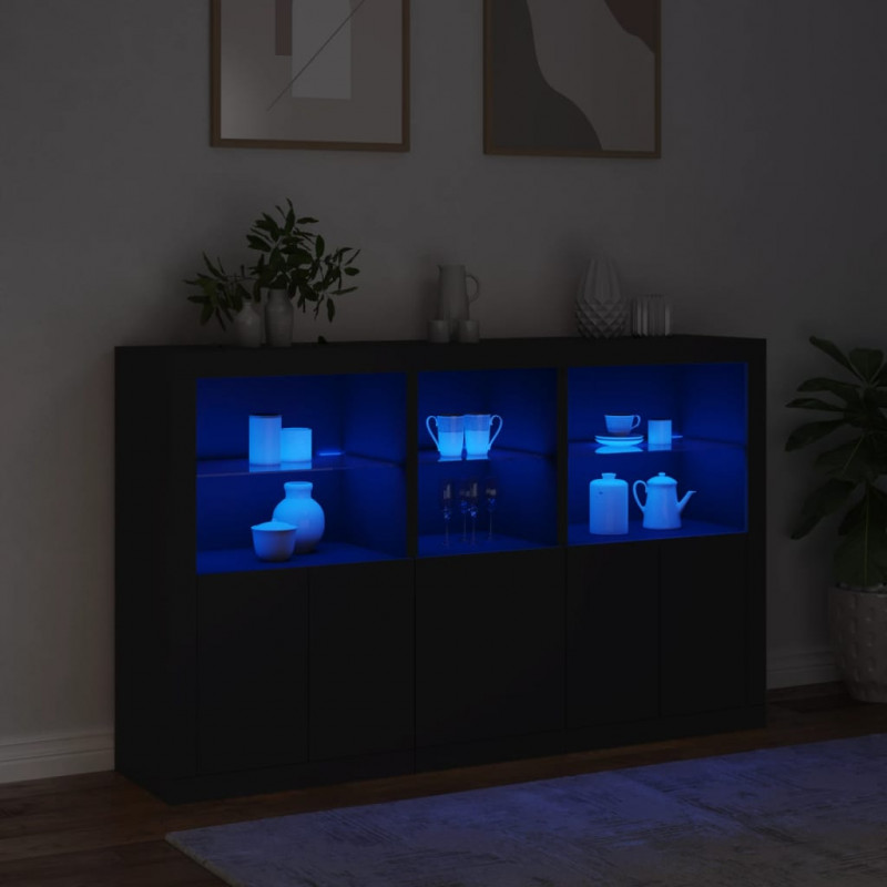 Szafka z oświetleniem LED, czarna, 162x37x100 cm