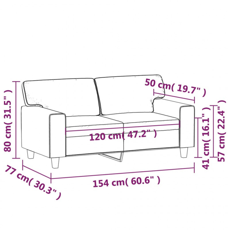 2-osobowa sofa, winna czerwień, 120 cm, sztuczna skóra