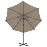 Parasol wiszący z lampkami LED i słupkiem, 300 cm, taupe