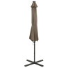 Parasol wiszący z lampkami LED i słupkiem, 300 cm, taupe