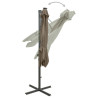 Parasol wiszący z lampkami LED i słupkiem, 300 cm, taupe